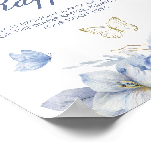Kleine Vlinder Luier Raffle Baby shower Poster (Hoek)