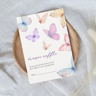 Kleine Vlinder Luier Raffle Meisje Baby shower Informatiekaartje
