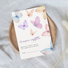 Kleine Vlinder Luier Raffle Meisje Baby shower Informatiekaartje