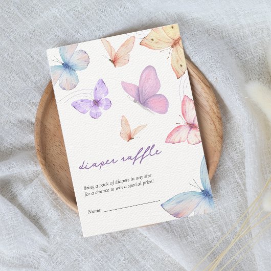 Kleine Vlinder Luier Raffle Meisje Baby shower Informatiekaartje