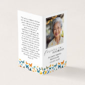 Kleine Vlinder Memorial Gebed Kaart Visitekaartje (Buitenkant)