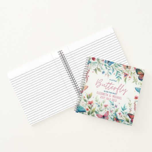 Kleine VLINDER op de WEG Baby Meisje Douche Notitieboek (Binnen)