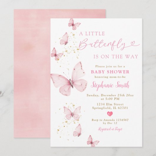 Kleine vlinder op de weg Baby shower Valentijn Kaart (Voorkant / Achterkant)