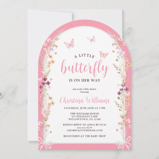 Kleine vlinder op de weg meisje Baby shower Kaart (Voorkant)