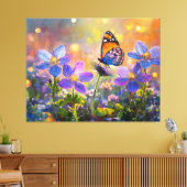 Kleine vlinder op wilde bloemen bij zonsopgang canvas afdruk (Insitu (Woonkamer))