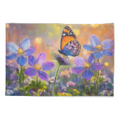 Kleine vlinder op wilde bloemen bij zonsopgang kussensloop (Achterkant)