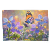 Kleine vlinder op wilde bloemen bij zonsopgang kussensloop (Voorkant)