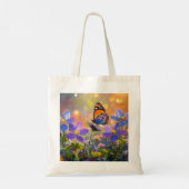 Kleine vlinder op wilde bloemen bij zonsopgang tote bag (Achterkant)