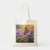 Kleine vlinder op wilde bloemen bij zonsopgang tote bag (Voorkant)