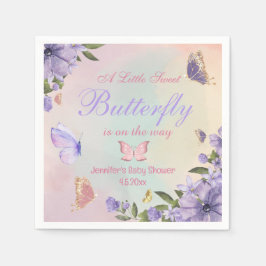 Kleine vlinder paarse bloemenmeisje baby shower servet