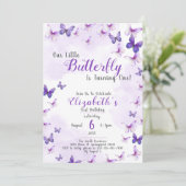 Kleine vlinder Paarse meisje eerste verjaardag Kaart (Staand voorkant)