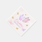 Kleine Vlinder Roze Paarse Gouden Meisje Verjaarda Servet (Hoek)