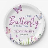 Kleine Vlinder Roze Paarse Meisje Baby shower Papieren Bordje (Voorkant)