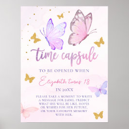 Kleine Vlinder Roze Paarse Verjaardag Tijd Capsule Poster