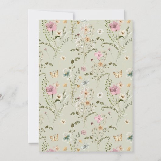 Kleine Vlinder Salie Groene Flora Meisje Baby Show Kaart (Achterkant)