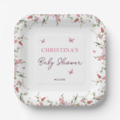 Kleine Vlinder Waterverf Baby shower Papieren Bordje (Voorkant)