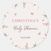 Kleine Vlinder Waterverf Baby shower Ronde Sticker (Voorkant)