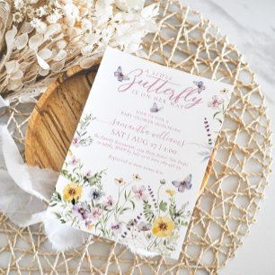 Kleine Vlinder Waterverf Wildflower Baby shower Kaart