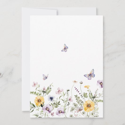 Kleine Vlinder Waterverf Wildflower Baby shower Kaart (Achterkant)