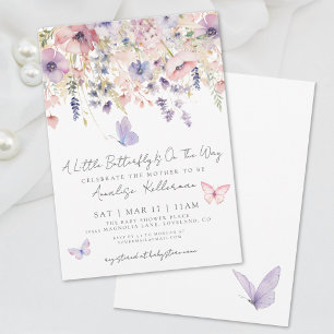 Kleine Vlinder Wildbloem Baby Shower Kaart