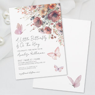 Kleine Vlinder Wilde Bloem Herfst Baby Shower Kaart