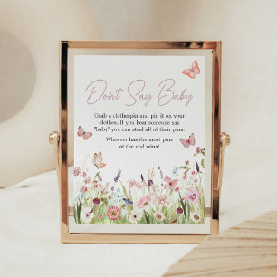 Kleine Vlinder Wilde Bloem Zeg Baby Niet Poster