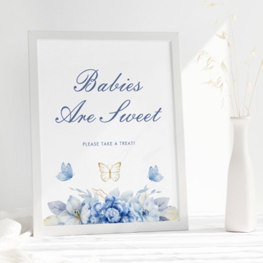 Kleine Vlinderbaby's Zijn Lief Jongens Baby Shower Poster