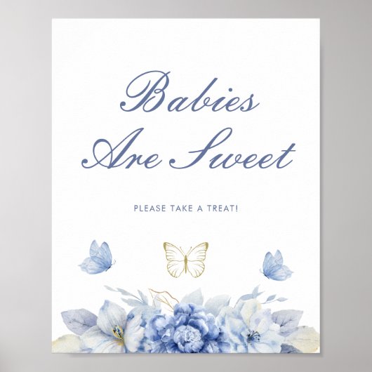 Kleine Vlinderbaby's Zijn Lief Jongens Baby Shower Poster (Voorkant)