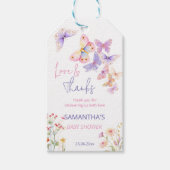Kleine vlinderbloemen baby shower bedankt cadeaulabel (Voorkant)