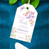 Kleine vlinderbloemen baby shower bedankt cadeaulabel