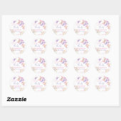 Kleine vlinderbloemen baby shower bedankt ronde sticker (Vel)