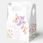 Kleine vlinderweide wildbloemen baby shower in bedankdoosjes (Geopend)