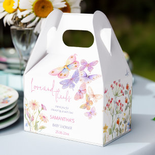 Kleine vlinderweide wildbloemen baby shower in bedankdoosjes
