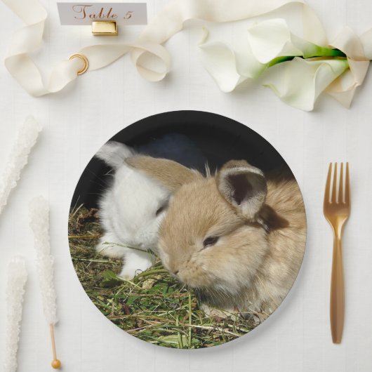 Kleine vloedbunnies papieren bordje (Huwelijk)