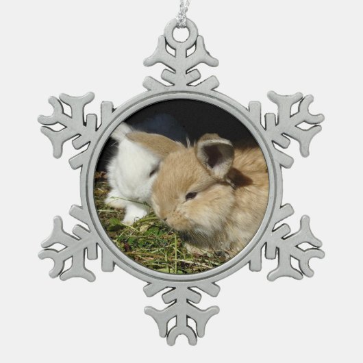 Kleine vloedbunnies tin sneeuwvlok ornament (Voorkant)