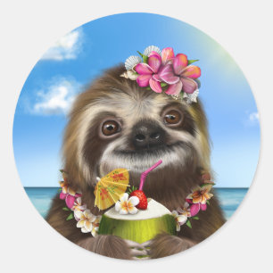 Kleine vloeiende gleuf met kokokoscocktail ronde sticker