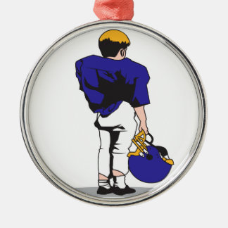 kleine voetballer blauw metalen ornament
