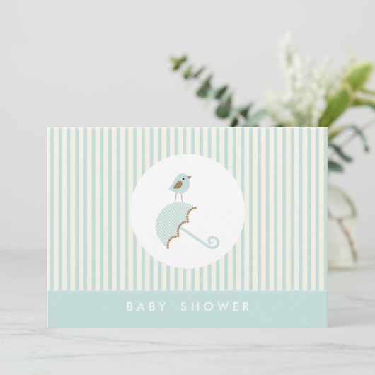 {kleine vogel} baby shower uitnodiging (Staand voorkant)