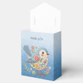 Kleine Vogel Bloemen Borduurwerk Blauwe Favoriet B Bedankdoosjes (Geopend)