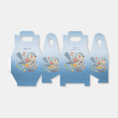 Kleine Vogel Bloemen Borduurwerk Blauwe Favoriet B Bedankdoosjes (Uitgevouwen)