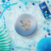 Kleine Vogel Bloemen Borduurwerk Blauwe Papieren B Papieren Kommen (Feest)