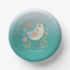Kleine Vogel Bloemen Borduurwerk Green Paper Bowl Papieren Kommen