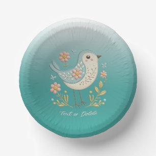 Kleine Vogel Bloemen Borduurwerk Green Paper Bowl Papieren Kommen