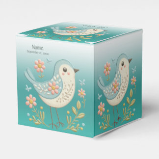 Kleine Vogel Bloemen Borduurwerk Groene Favoriet B Bedankdoosjes