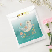 Kleine Vogel Bloemen Borduurwerk Groene Favoriet T Bedankzakje (Gezegeld)