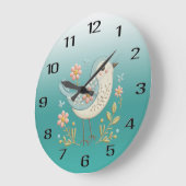 Kleine Vogel Bloemen Borduurwerk Groene Muur Klok (Hoek)