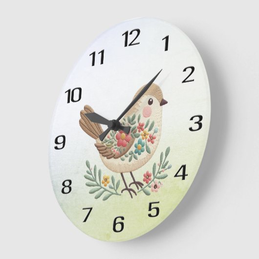 Kleine Vogel Bloemen Gouden Muur Klok (Hoek)