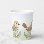 Kleine Vogel Bloemen Gouden Papieren Kopjes Papieren Bekers (Rechts)