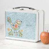 Kleine Vogel Bloemen Groen Bladeren Metalen Lunch  (In situ)