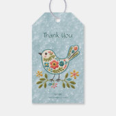 Kleine Vogel Bloemen Groene Bladeren Gift Label Cadeaulabel (Achterkant)